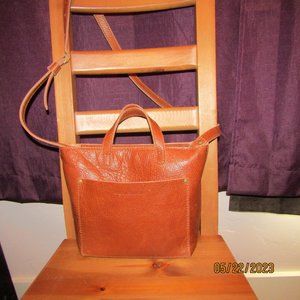 Portland Leather mini nutmeg crossbody tote